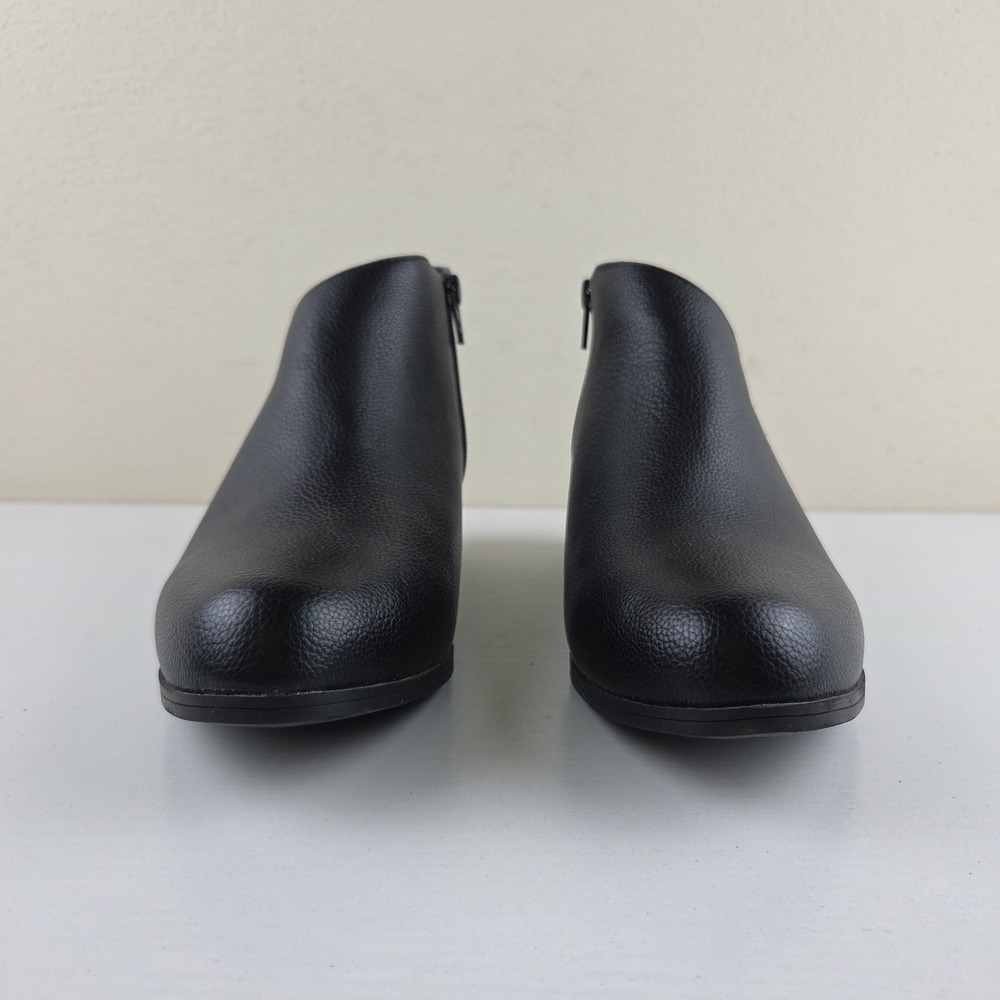 Aerosoles Cayu Black Faux Leather Slip On Ankle Booties Side Zip Womens Size 7.5 - Picture 6 of 13
